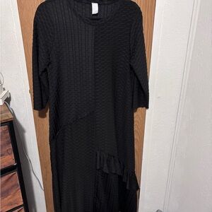 Black Textured Long Dress